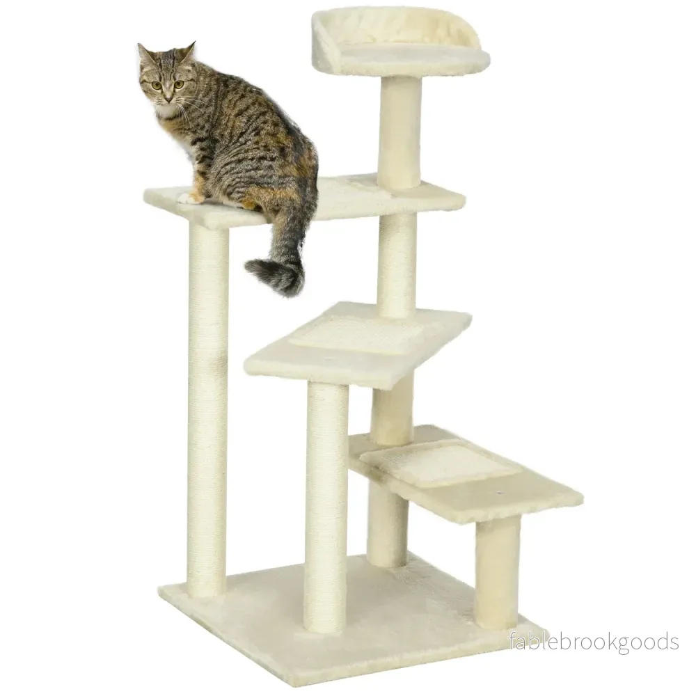 Kattskrapstolpe, sisalkolonner, beige, 50x50x100 cm