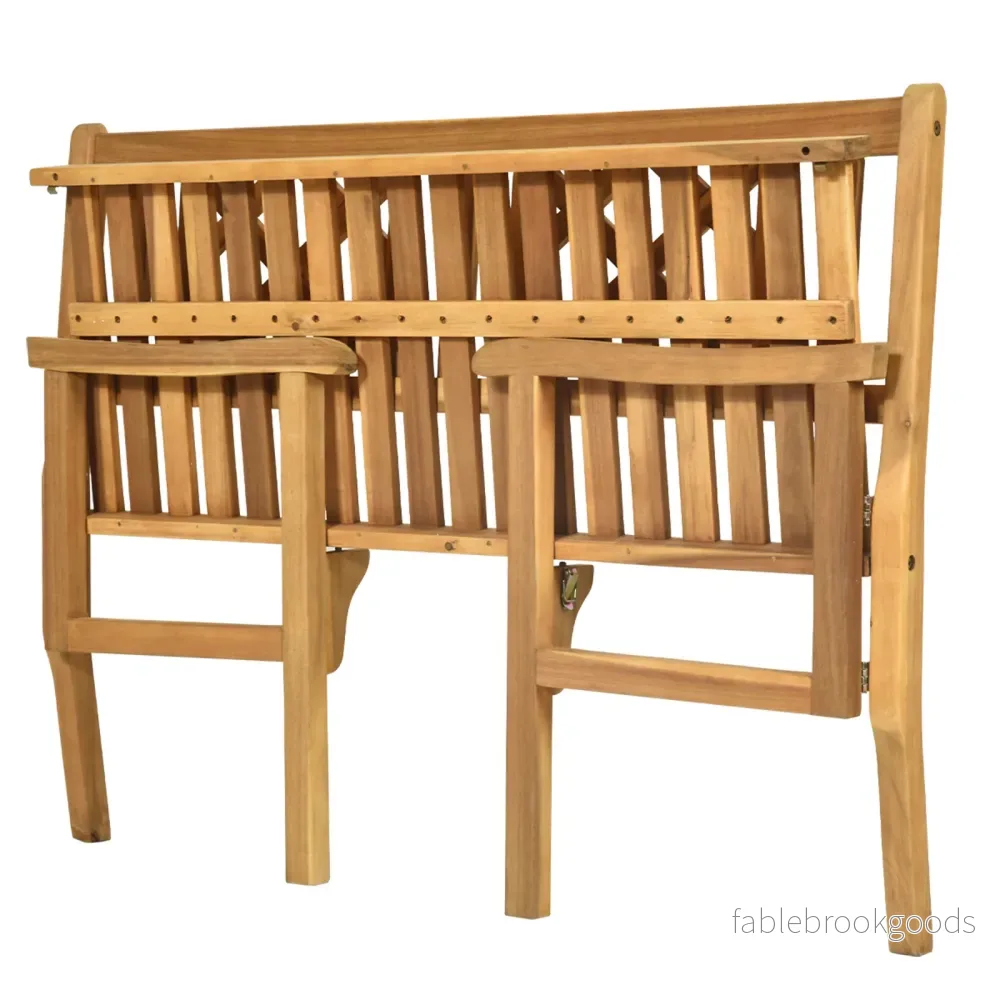 Hopfällbar – uteplats bänk trä trädgårdsmöbler – 120 x 56 x 90 cm – Natur - Bild 2