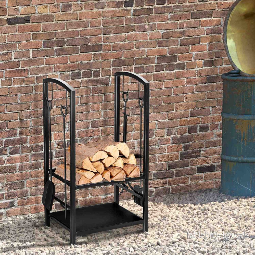Vedställ med bricka, 2-lagers spisverktyg, svart - Bild 2