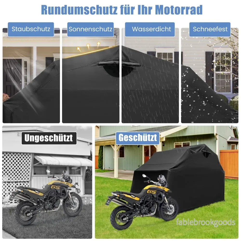 Motorcykelskydd – av Oxford tyg med metallram Vattentät Vintertät – 345 x 137 x 190 cm – Svart - Bild 3