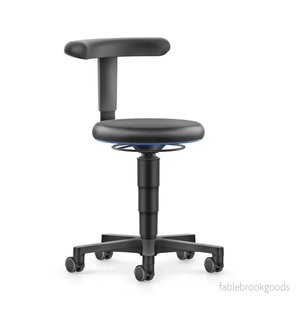 Stool – justebart ryggstöd, svart konstläder Stool – justebart ryggstöd, svart konstläder