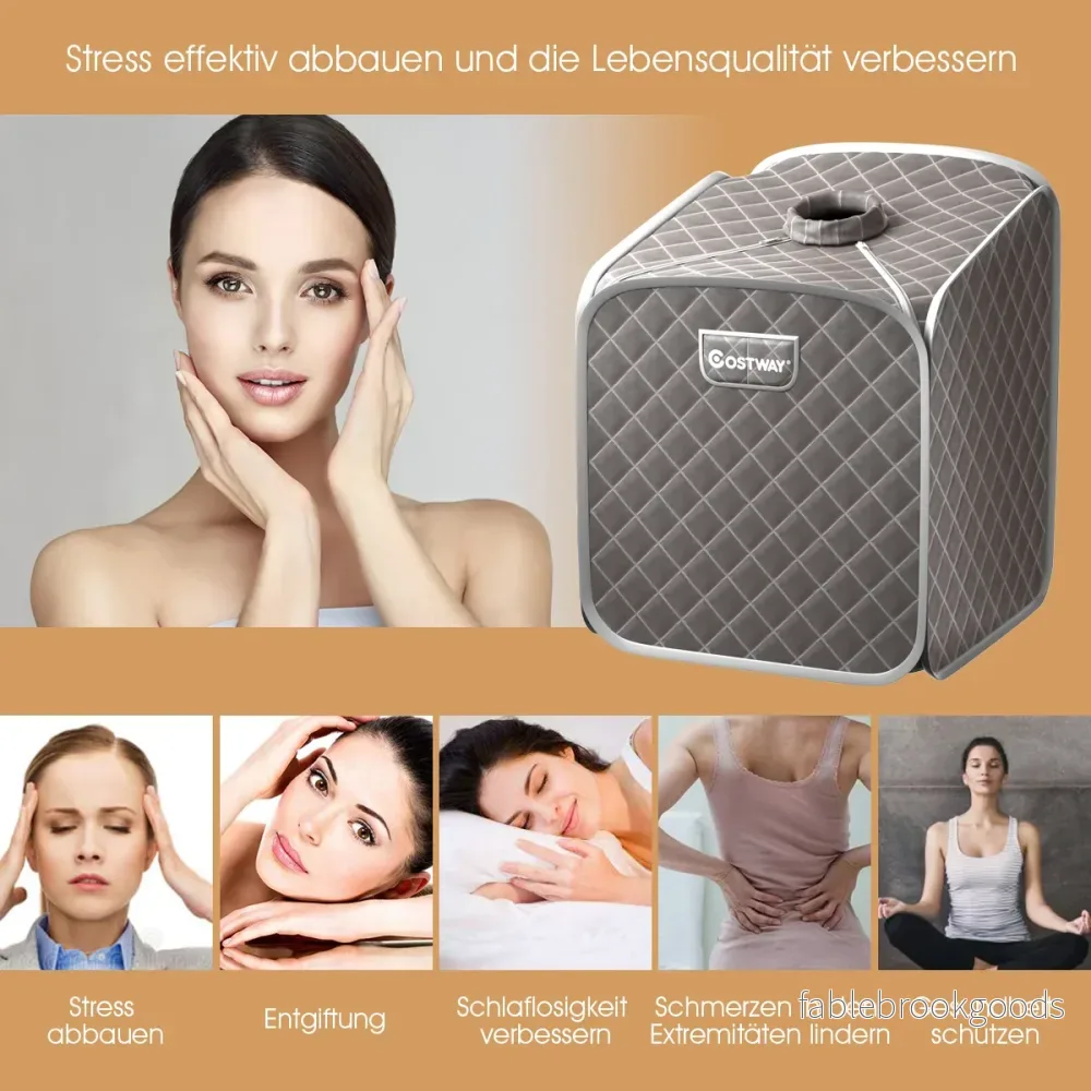 Bärbar – ångbastu Spa med stolfotmassagerulle och absorberande matta justerbara temperaturnivåer Inomhusspakabin – 9 – Grå - Bild 3