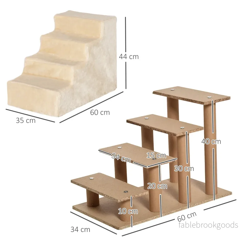 Husdjurstrappa, 4-stegs ramp med avtagbar kåpa, beige - Bild 3