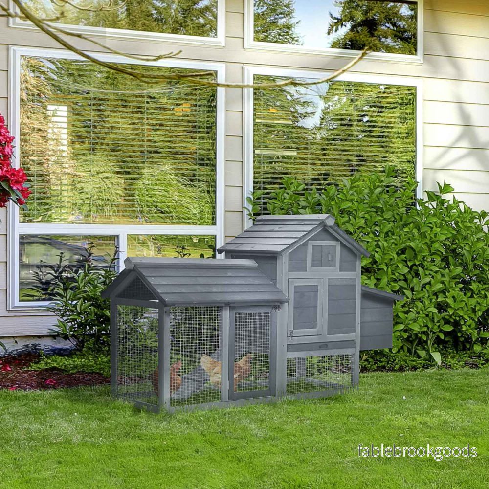 Bantam Chicken Coop med häckningslåda, granträ, grå - Bild 2