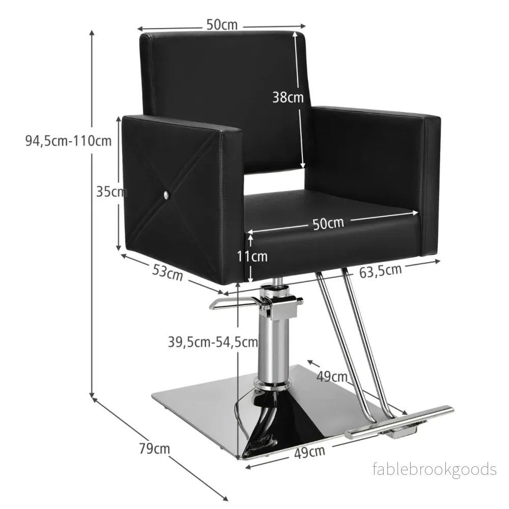 Frisörstol – höjdjusterbar med hydraulpump 360° vridbar – Svart - Bild 3