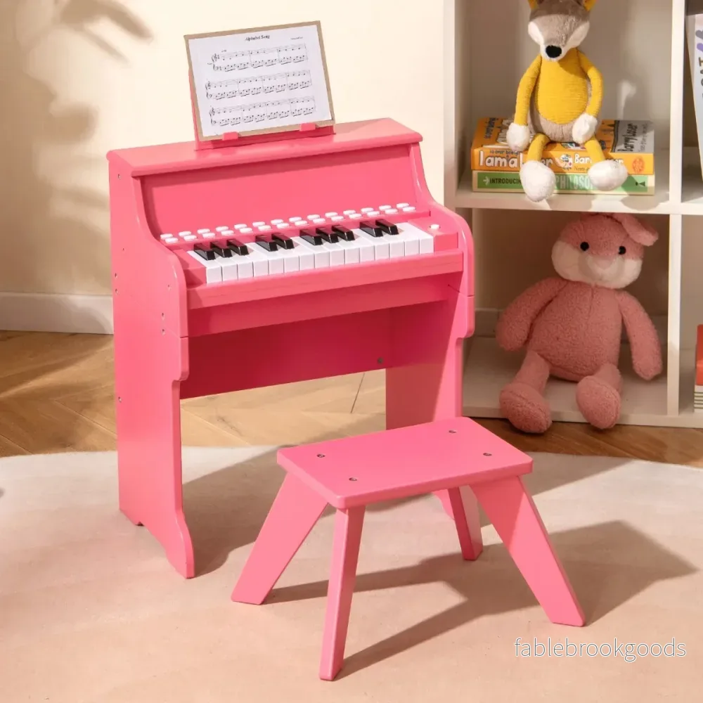 tangenter – Mini digitalpiano med pall Barnpiano justerbar hastighet – 25 – Rosa - Bild 3