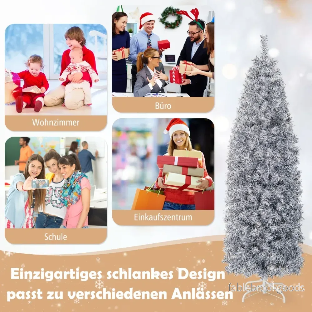 Konstgjord – penna julgran med kallvita lysdioder Slim White + Black – 250 180 cm – Svart och vit - Bild 2