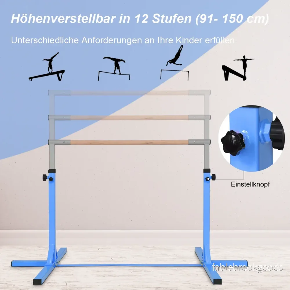 Gymnastik – Horisontell Stång Höjdjusterbar Kraftig Rosa/ – Blå - Bild 3