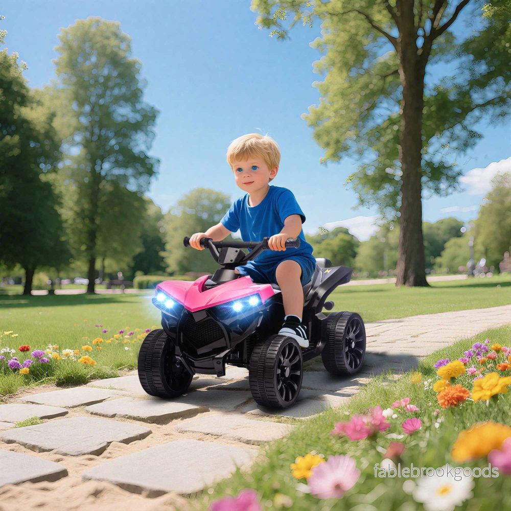 Elfyrhjuling för barn, 6V-motor, rosa, 3-6 år - Bild 2