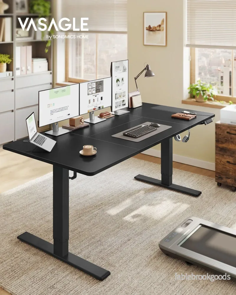 Bureau - In Hoogte Verstelbaar met Geheugenfunctie - Zit-Sta - Inktzwart en zwart - 180 x 80 x (72-120) cm - Bild 2