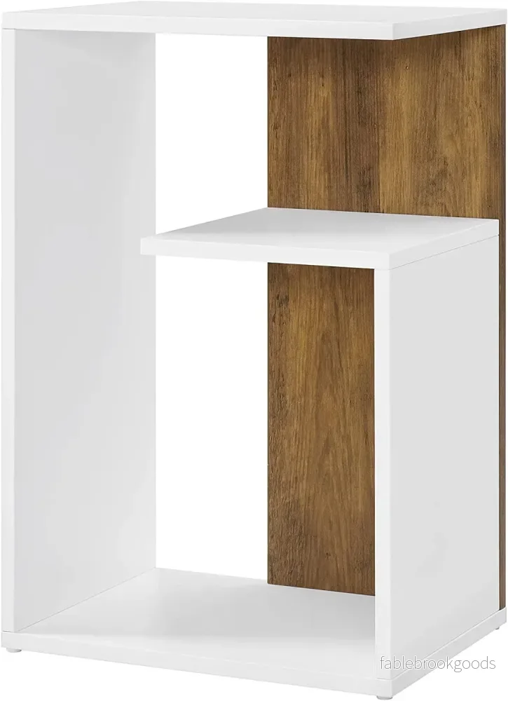 Sidobord – Modern design med förvaringsutrymme – Brunvit Sidobord – Modern design med förvaringsutrymme – Brunvit