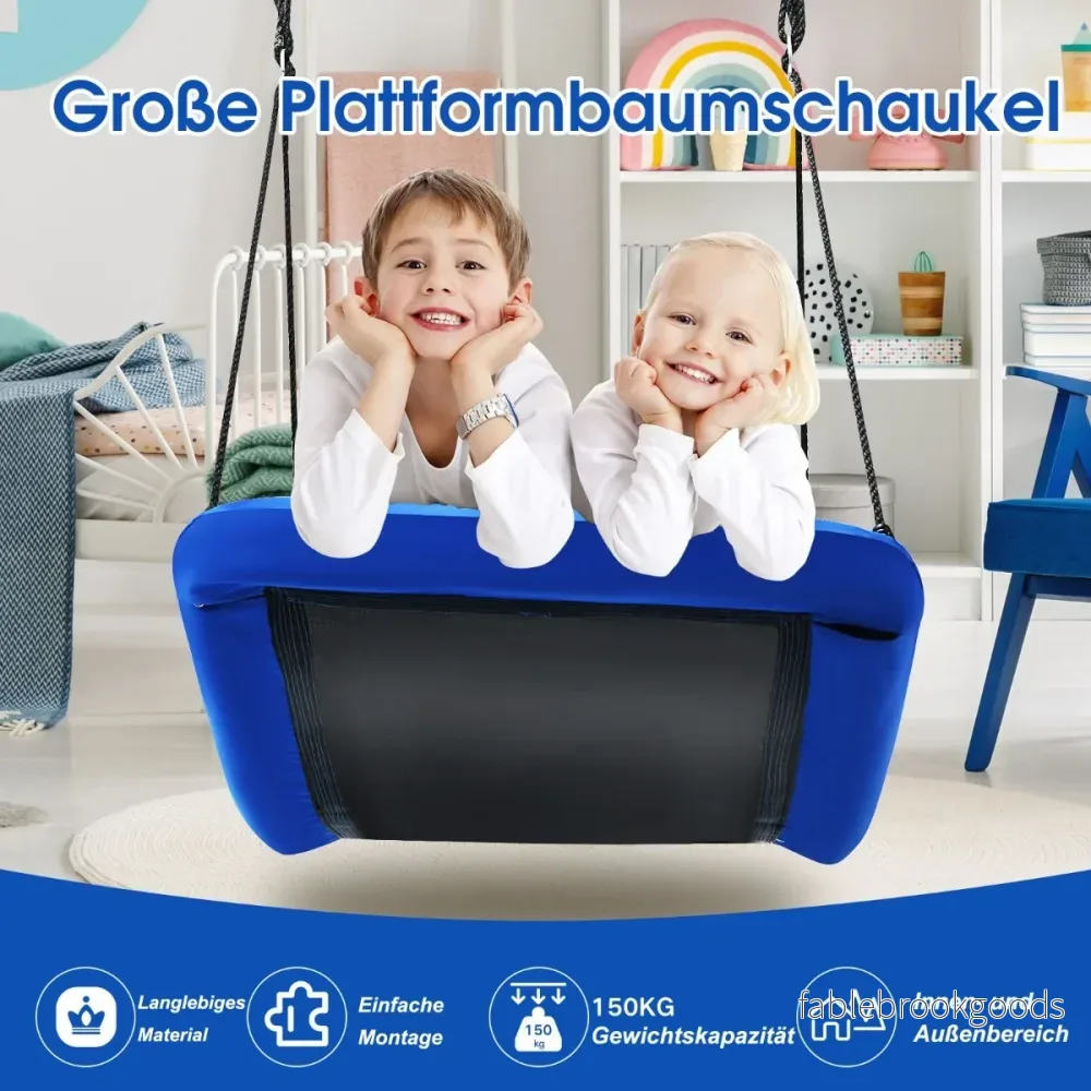 Trädgunga – boet med justerbart rep Utomhusgunga – 83 x 155 cm – Blå - Bild 3