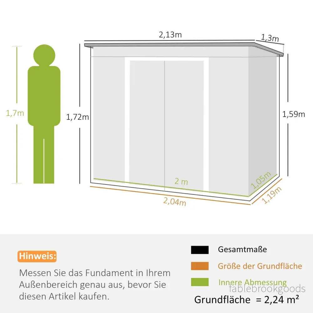 Trädgårdsskjul i grönt stål – väderbeständig med ventilation och dörr - Bild 3