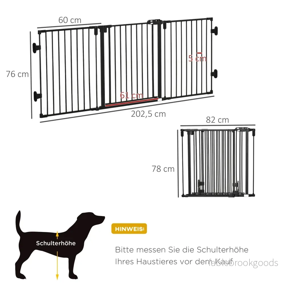 Justerbar hundbarriär med automatisk dörr, vikbara 3 paneler - Bild 3