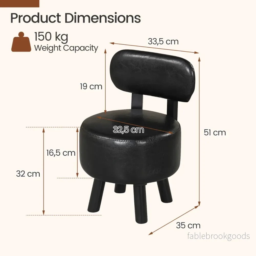 set – sittpallar med ryggstöd och konstläderklädselPolstrad hållfasthet upp till – 2 150 kg – Svart - Bild 2