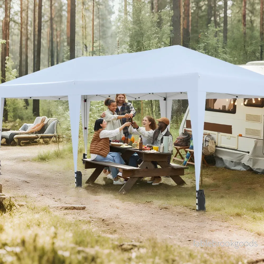 Pop – up Faltpaviljong med transportväska på hjul och UV skydd 50+ partytält – 3 x 6 m – Vit - Bild 3