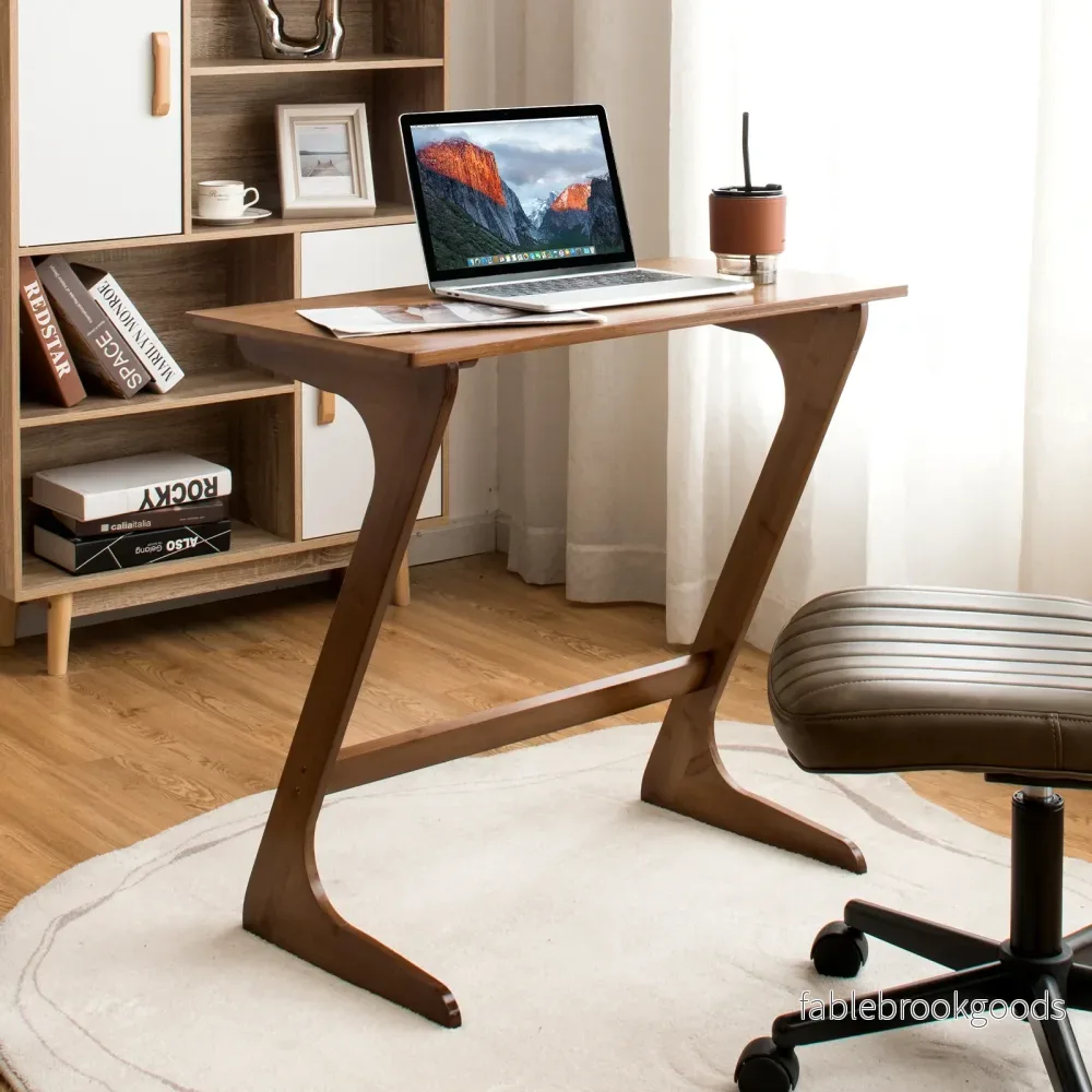 Z – formad sidobord soffbord av bambu platsbesparande kaffebord nattduksbord – Brun - Bild 3