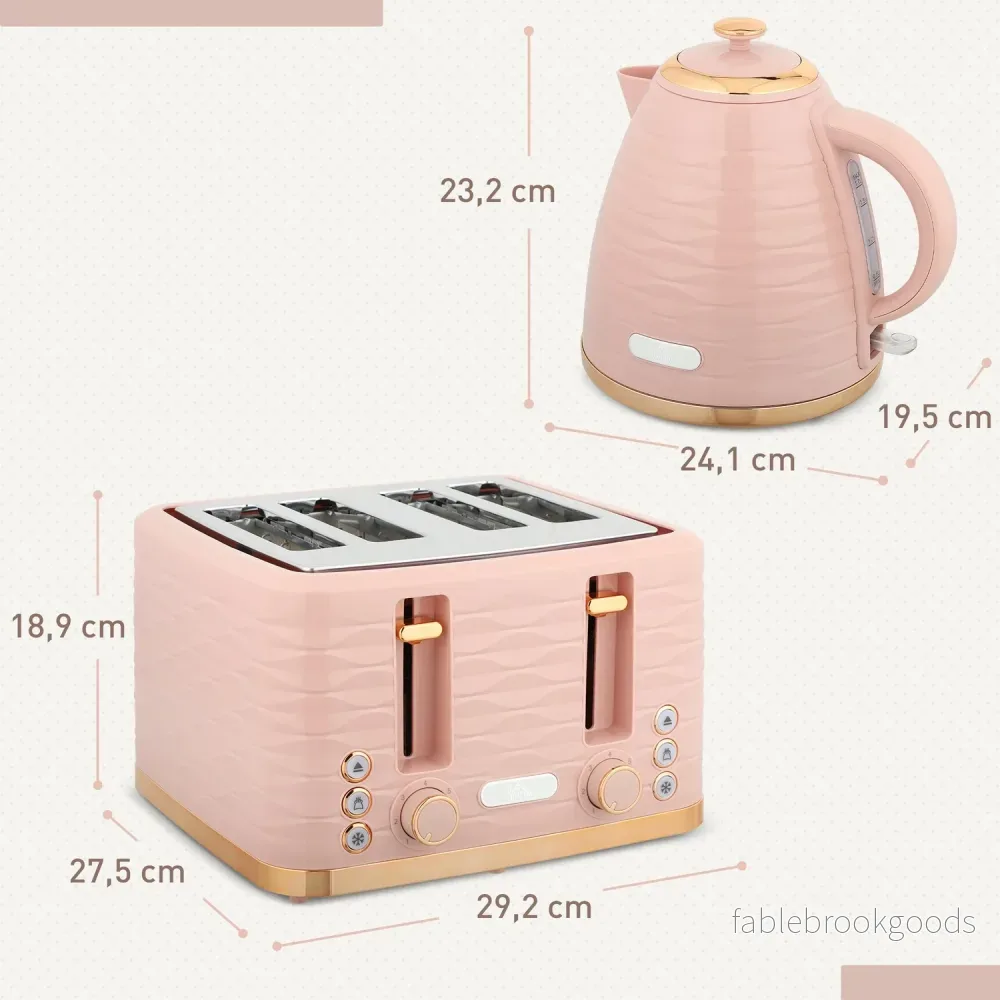 Brödrost- och vattenkokareset, 7 bryningsnivåer, rosa - Bild 3