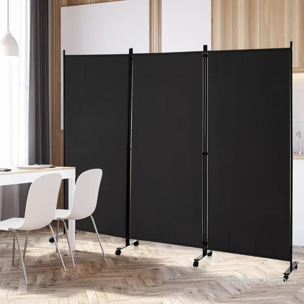 Rumsavdelare – på hjul Vikbar skärm med fritt kombinerbara paneler – 3 180 cm – Svart - Bild 3
