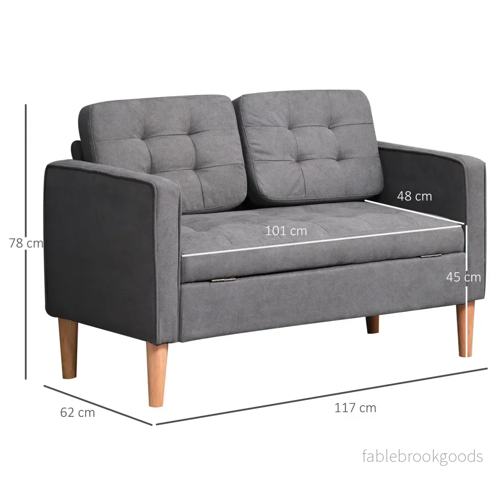 2-sits grå tygsoffa med avtagbara kuddar - Bild 3