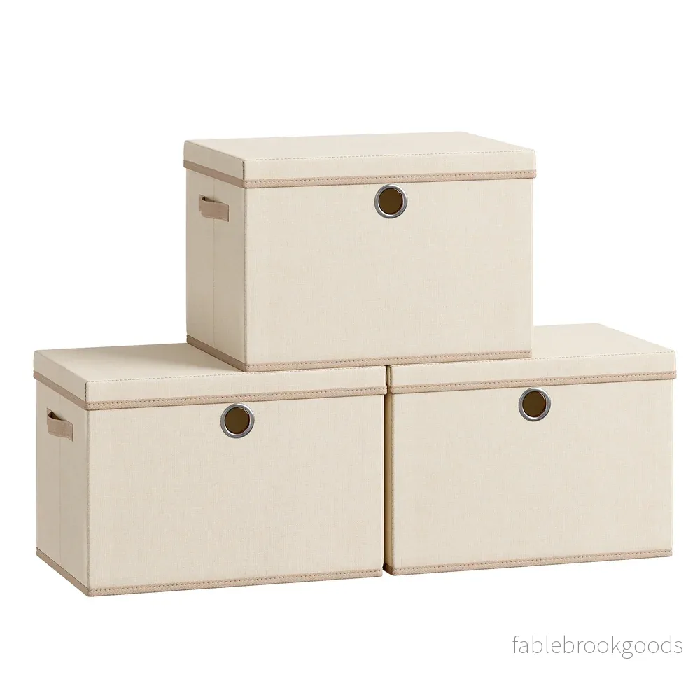 Opbergdozen - 43 x 30 x 30 cm - set van 3 - cappuccinobeige - maximale belasting 5 kg per doos