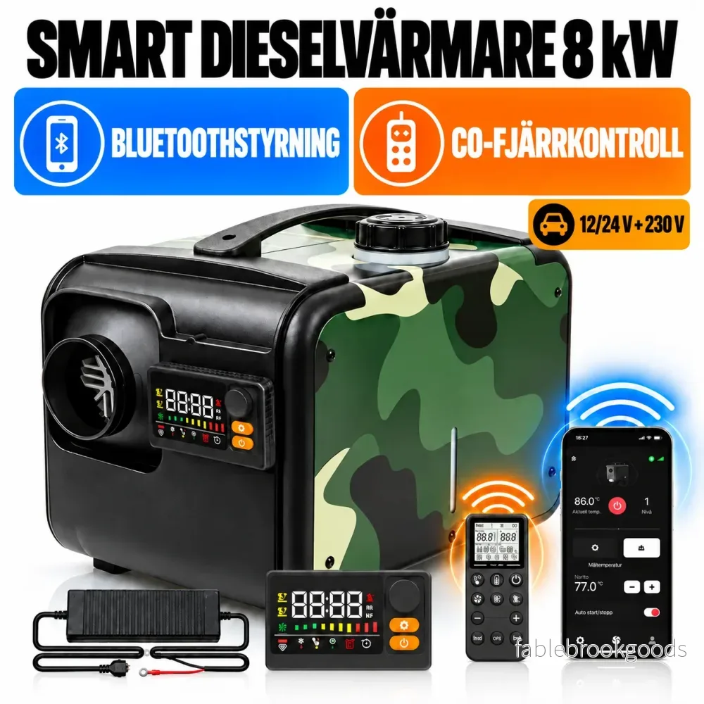 Dieselvärmare 8 kW, Bluetooth – CO-fjärrkontroll Dieselvärmare 8 kW, Bluetooth – CO-fjärrkontroll