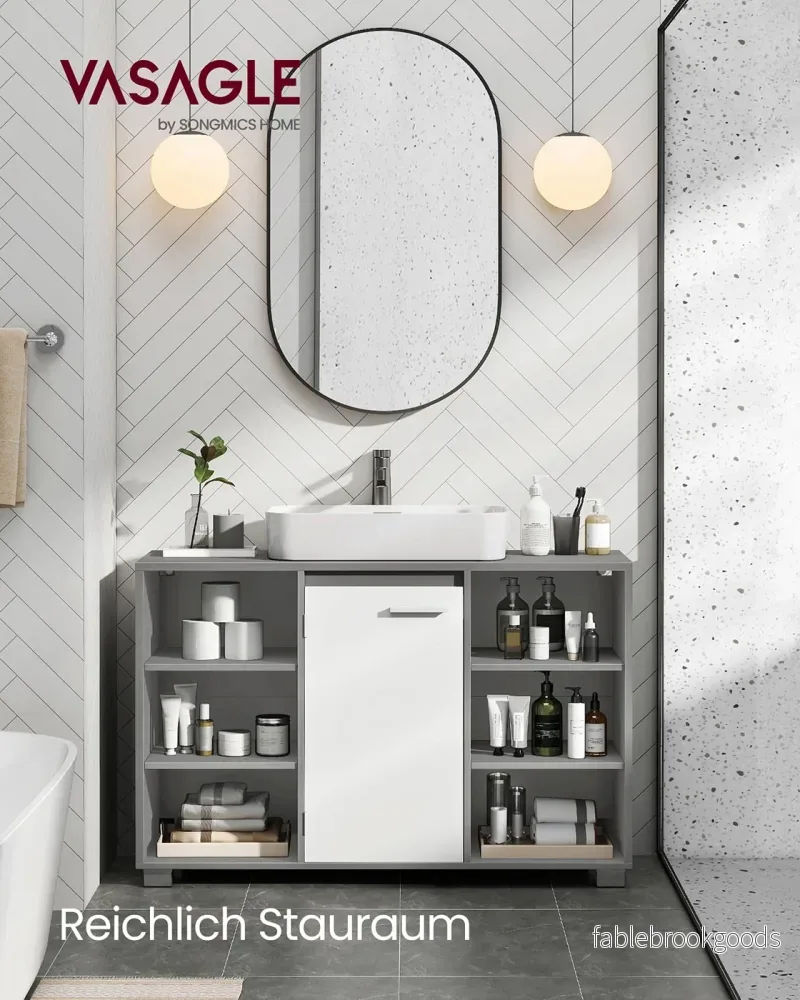 Badrumsmöbler – justerbara hyllor – Dove Grey-Cloud White - Bild 2