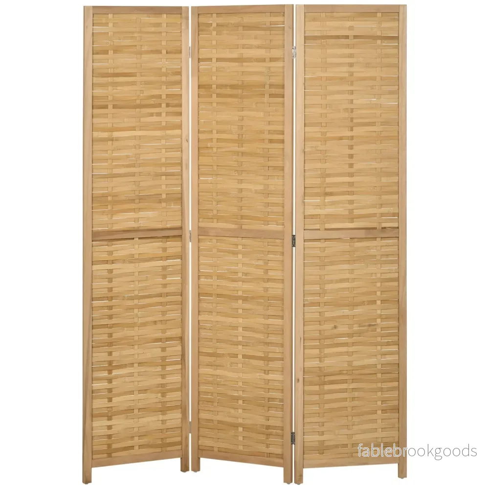 Vikbar rumsavdelare i bambu – 3-delad sekretessskärm 120x170cm