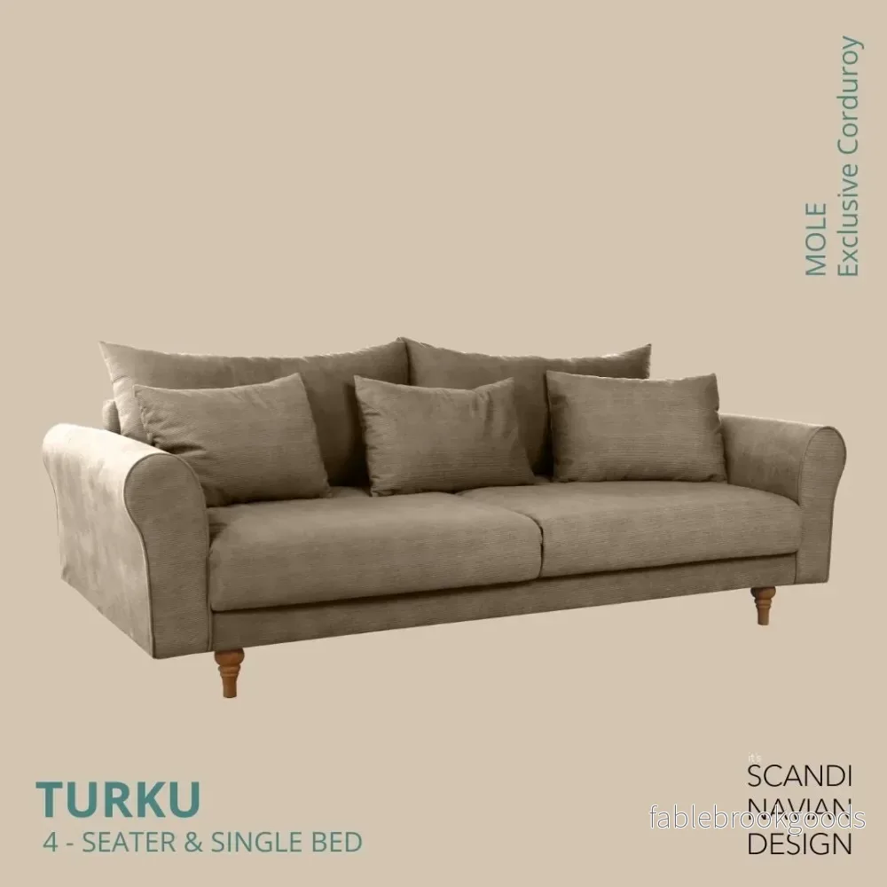 Turku 4-seater sofa/single bed Exclusive Corduroy, Mole removable & washable covers - Bild 2