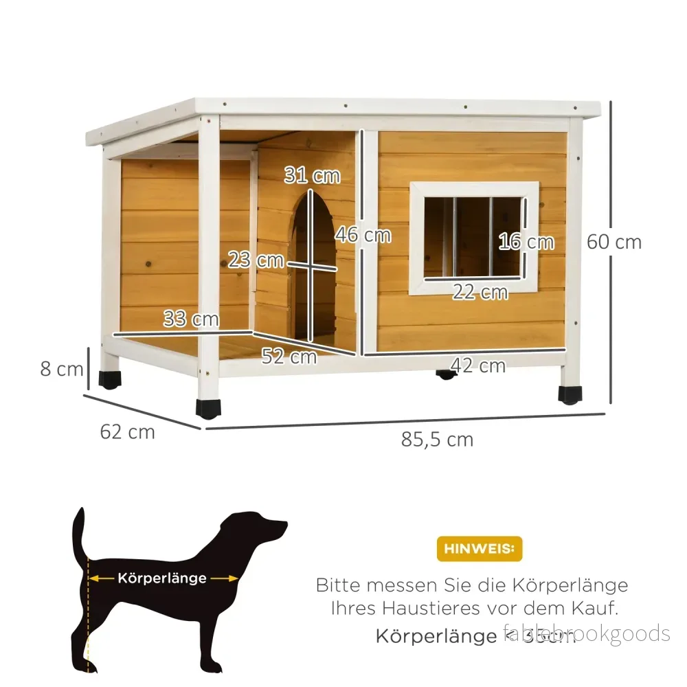 Hundhus i granträ med uteplats och tak för små hundar - Bild 3