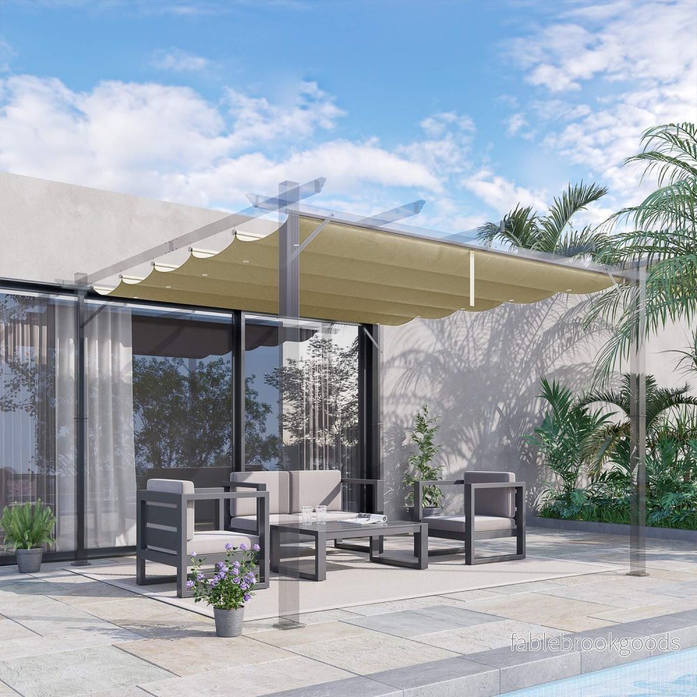 Vattentät 3x3m Pergola Takbyte, beige kapell - Bild 2