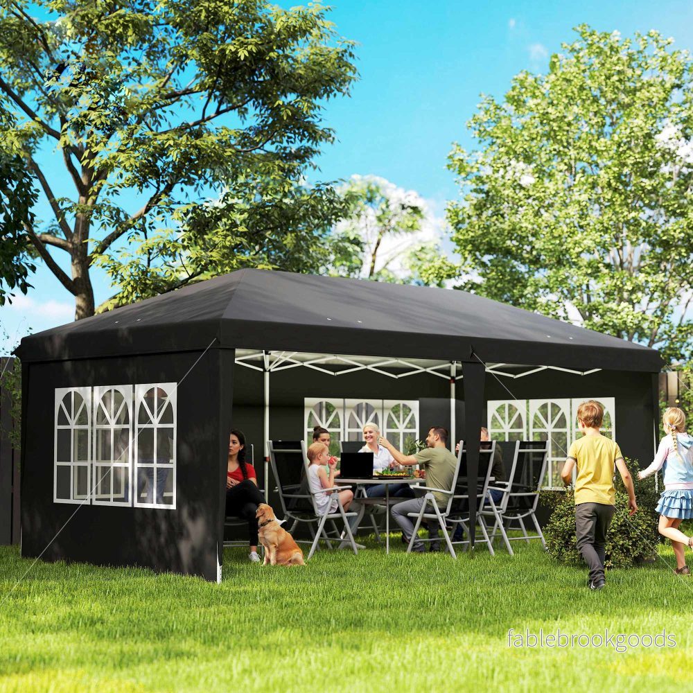 Vattentät popup-paviljong 3x6m med UV-skydd, svart - Bild 2