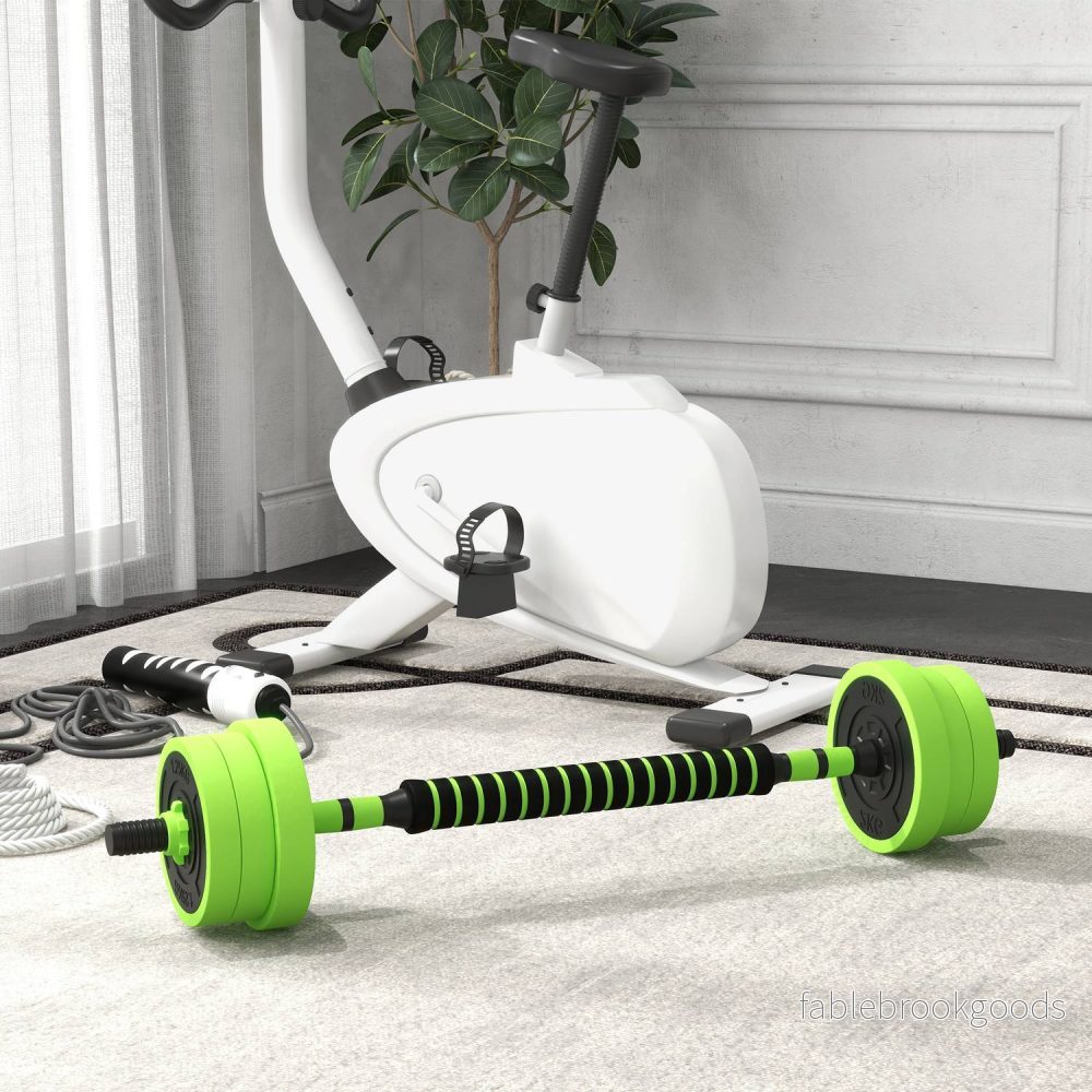 4 i 1 hantelset 20 kg justerbar hantel & skivstång Kettlebell Push-up Handtag Grön - Bild 2