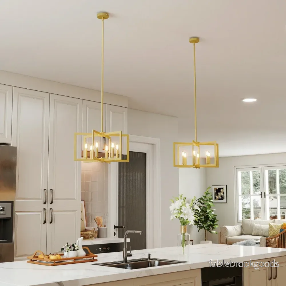 låga – Kronljus Taklampa industriell Pendellampa med justerbart Höjd – 6 67-157 cm – Guld - Bild 3
