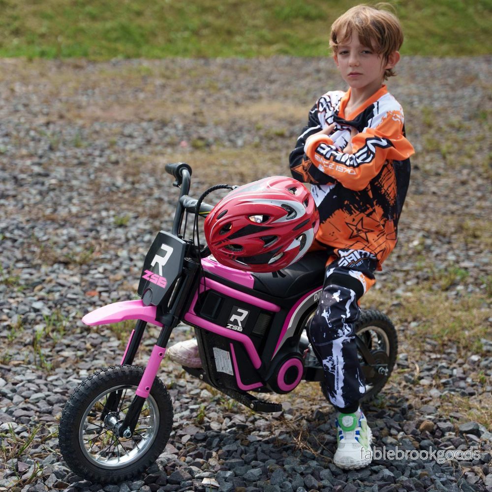 Elmotorcykel för barn, 24V barnmotorcykel med horn, lätt, med vridreglage, 8-16 km/h, 8-12 år, rosa - Bild 2