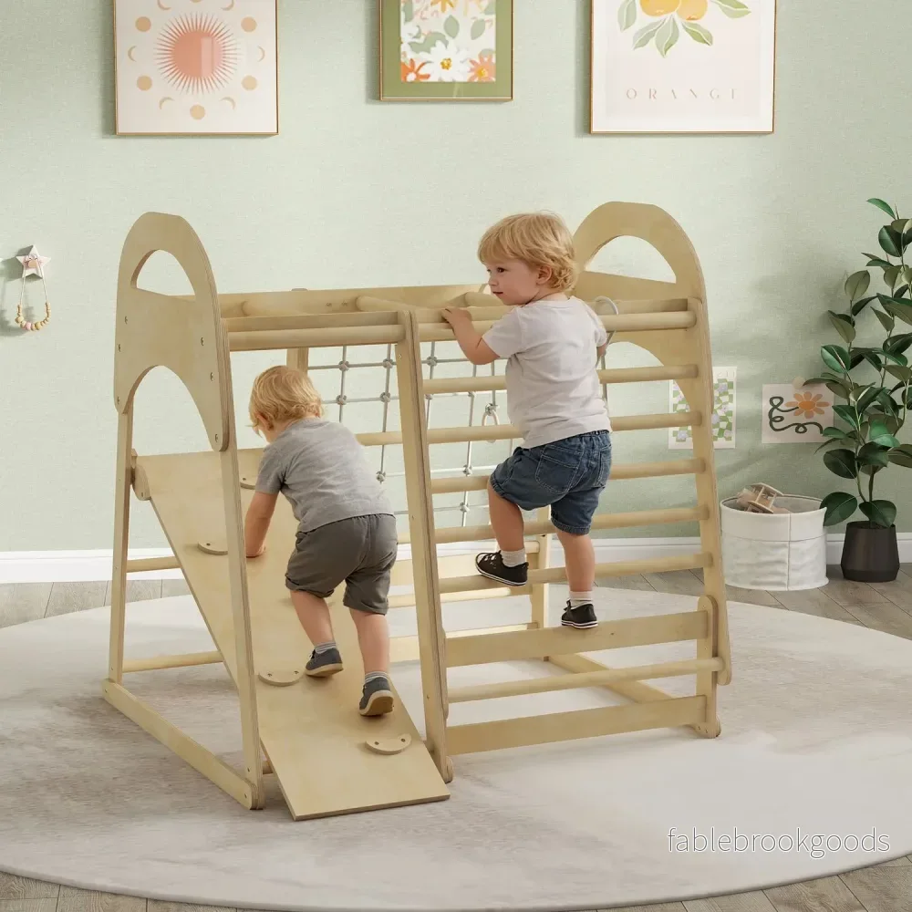 Inomhusklättergym, 6-i-1, Rutschkana och klättervägg, 3-6 år - Bild 2