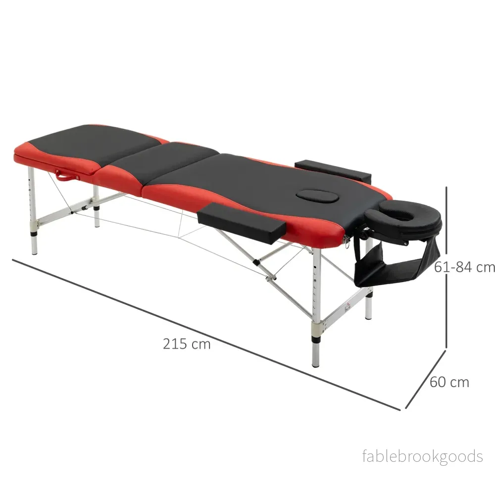 Höjdjusterbart hopfällbart massagebord, aluminium & skum, 215 x 60 cm - Bild 3