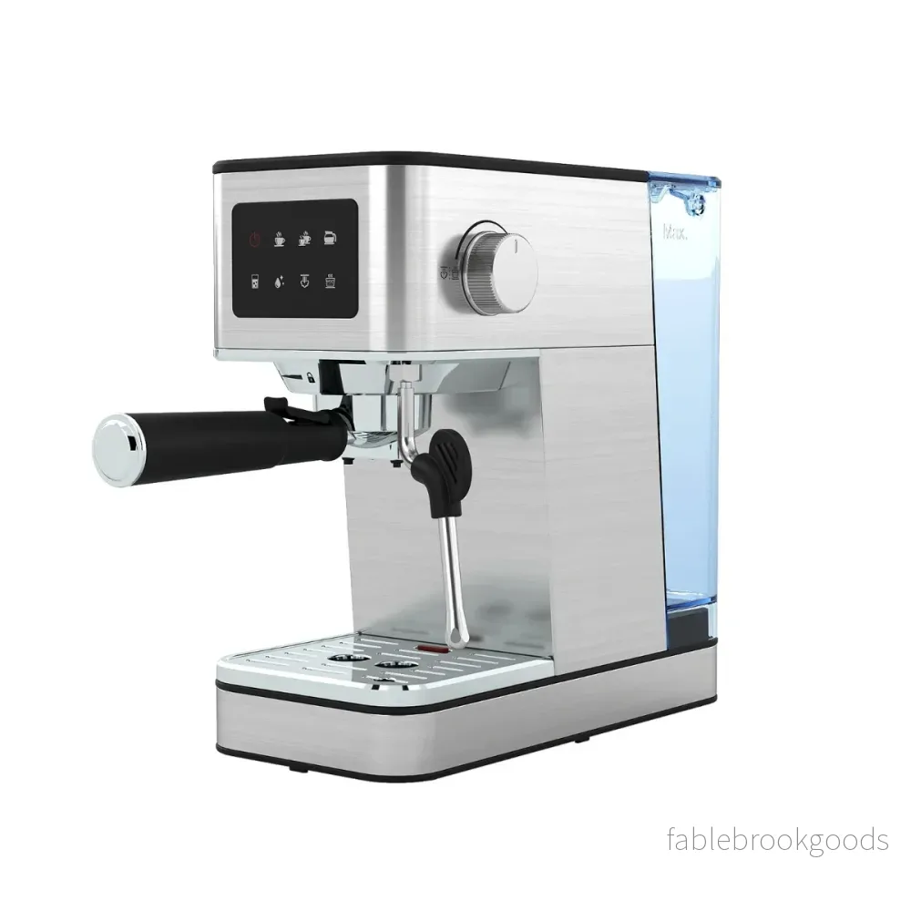 Pistongmaskin – med Mjölkskummare Bar Espressomaskin Tryckkänslig Skärm och Avtagbar Vatten Tank – 20 17 L – Silver