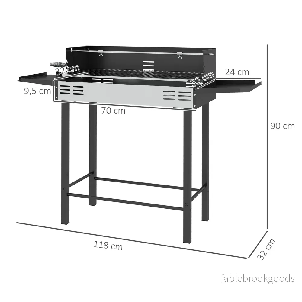 Vikbar kolgrill i rostfritt stål med rotisseriesats - Bild 2