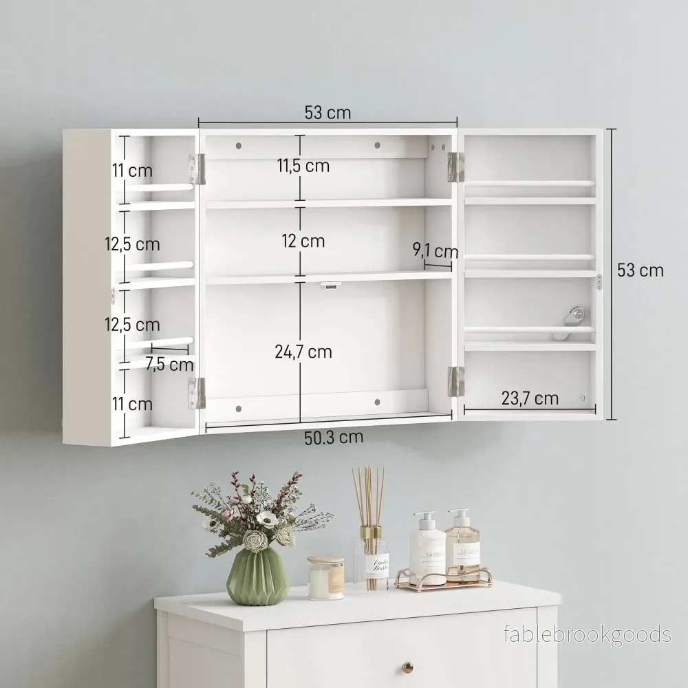 Låsbart väggmonterat medicinskåp, 11 fack, vit - Bild 3