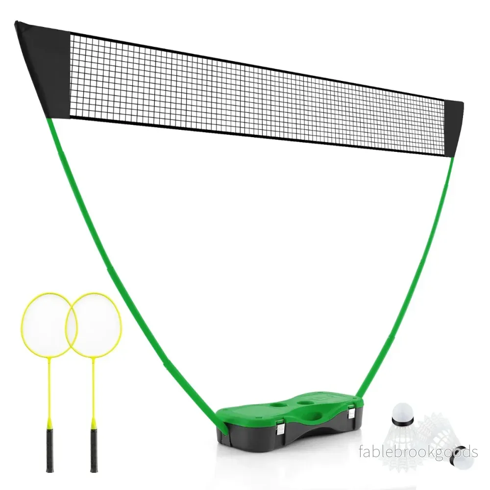 Badmintonnätstativ – Bärbart badmintonspel med racketar Komplett badmintonset grönt – Grön