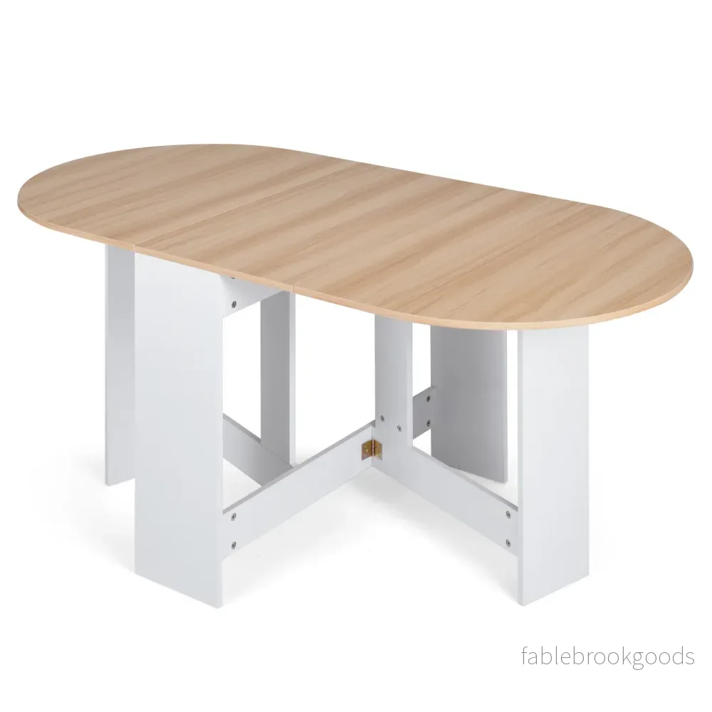 Rund – fällbord, balkongbord, fällbart trädgårdsbord för 4‑7 personer vitt – 163 x 80 x 75 cm
