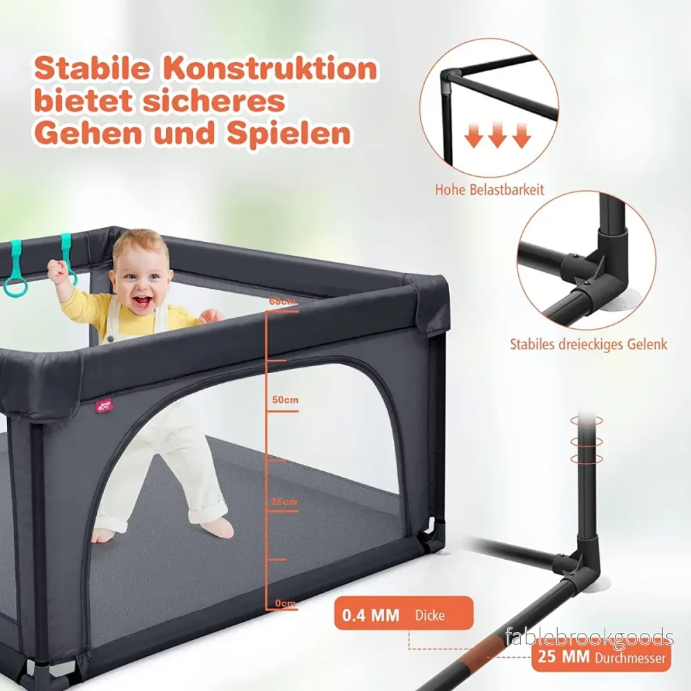 Baby – lekhage med lekkulor andningsnät – 50 120 x 120 cm – Mörkgrå - Bild 3