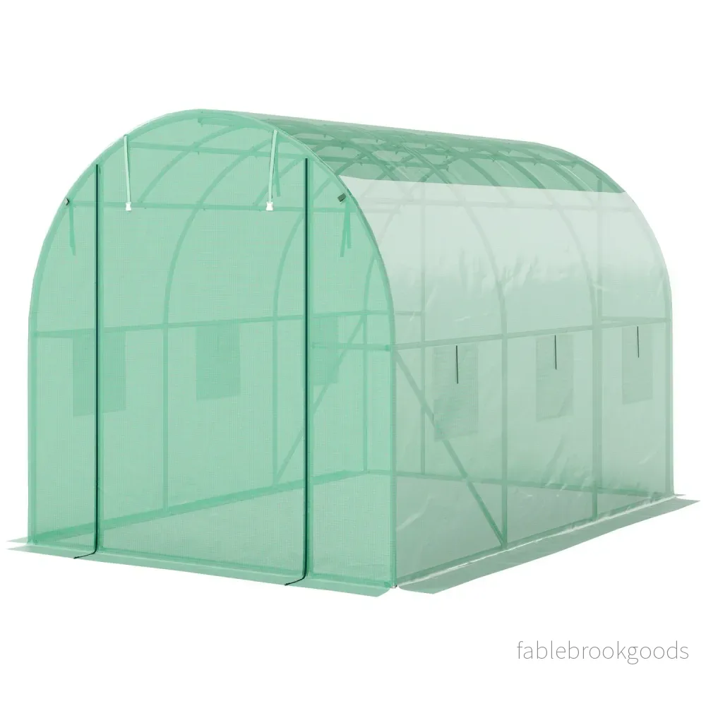 Växthus 3x2x2m UV-beständig, rulldörr, 6 fönster
