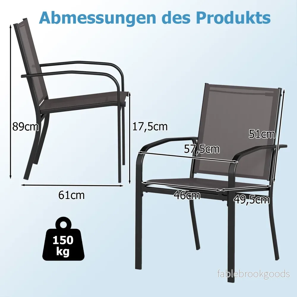 Utemöbel – matsalsstolset med stapelbara terrass slingstolar i andningsbart tyg – 2 – Grå - Bild 2