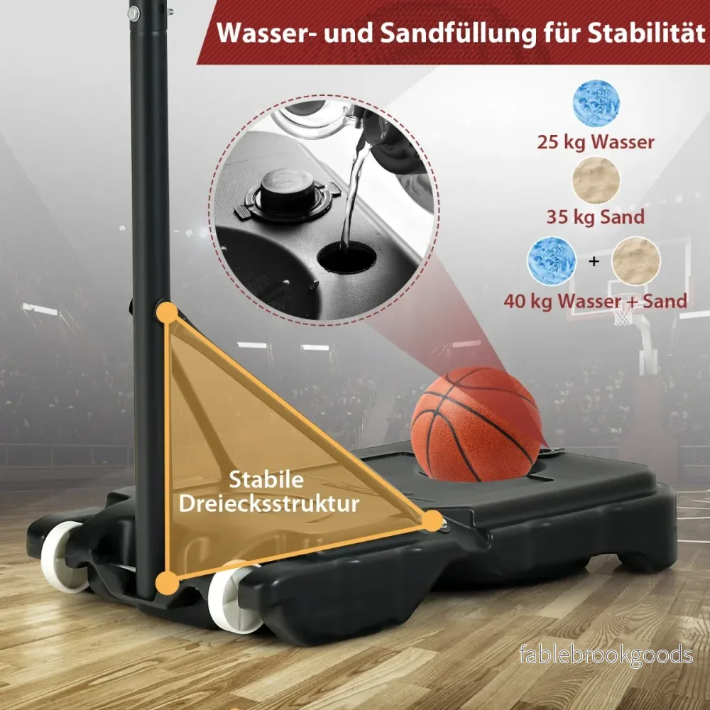 Basketkorg – för barn Väderbeständigt korgställ med justerbar höjd från – 90-210 cm – Röd - Bild 3