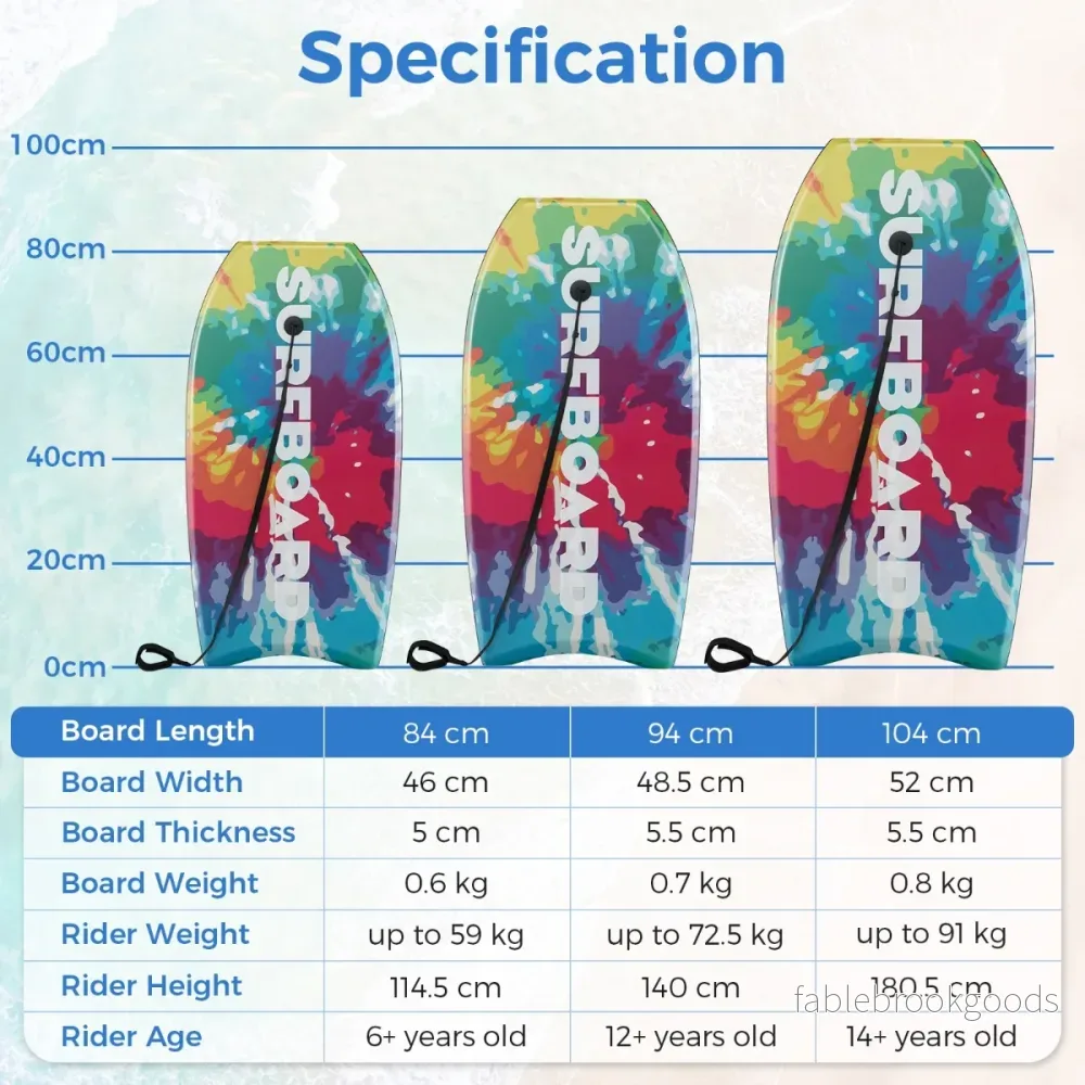 Barnbodyboard – med EPS kärna och XPE topp HDPE underdel handledsrem, surfbräda – 104 cm – Färgglad - Bild 2