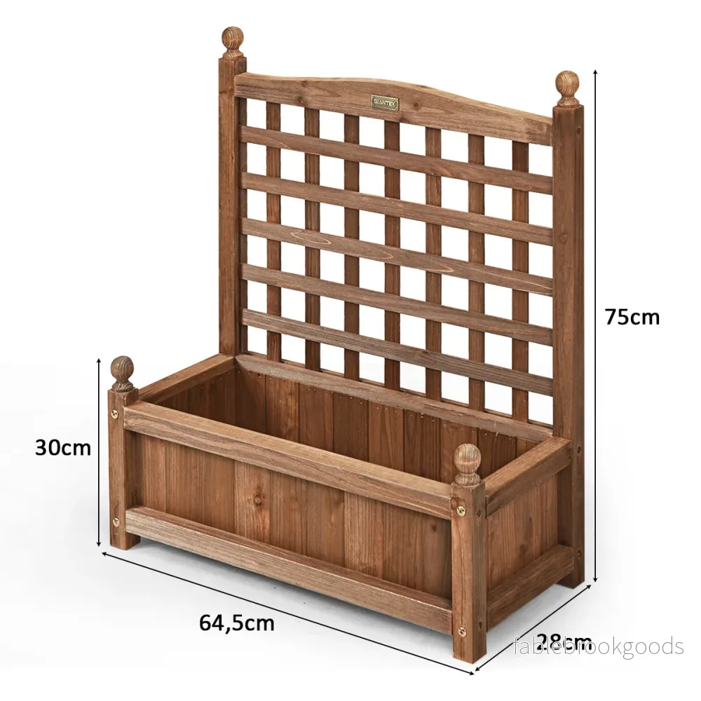 Trädgårdsspaljé – blomlåda med i massivt trä plantering mörkbrun – 64,5 x 28 x 75 cm – Brun - Bild 3