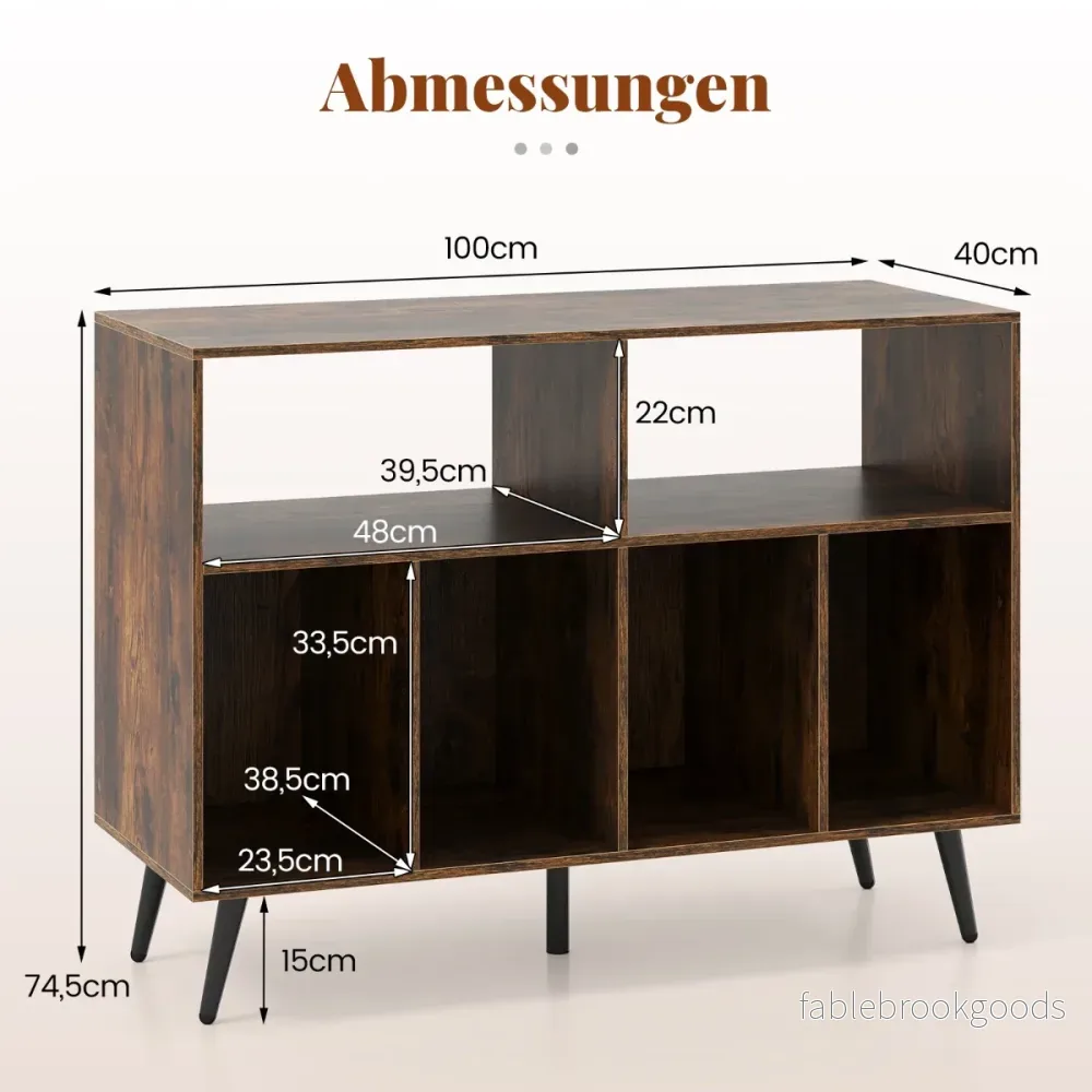 stegs – skivspelare stativ med vinylförvaringshyllor skivspelarskåp – 3 – Brun - Bild 2