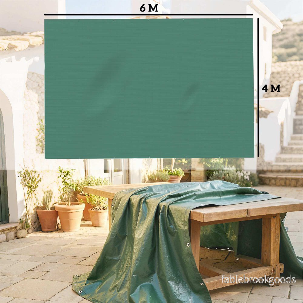 Vattentät presenning 4x6m, rivtålig, UV-stabil, grön - Bild 3